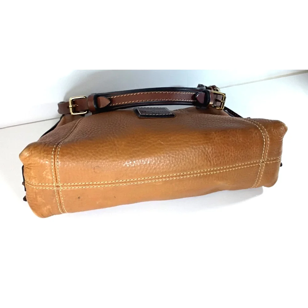 Dooney & Bourke Tan Pebbled Leather Hobo Bag Duck Charm Shoulder Purse